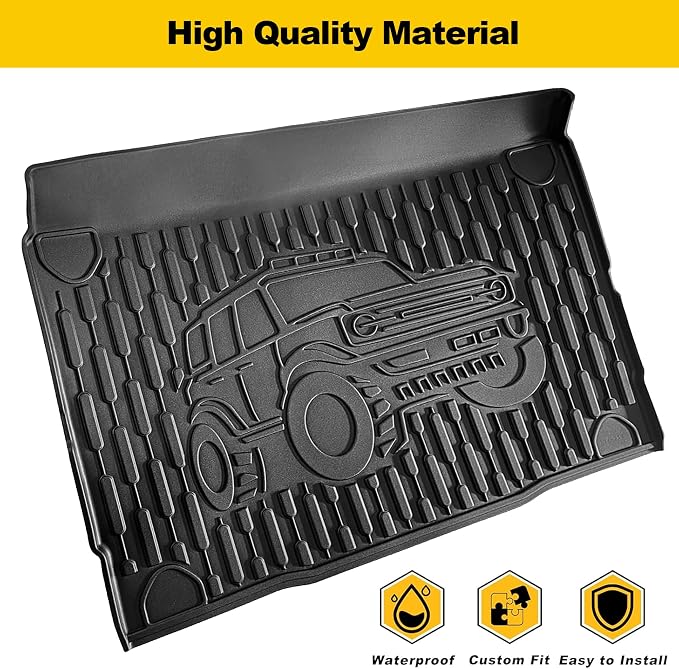 TTX LIGHTING Bronco 4-Door Cargo Liner - Custom Fit Trunk Mats for Ford Bronco 2021-2026 4 Door Cargo Mat All Weather Cargo Tray Black