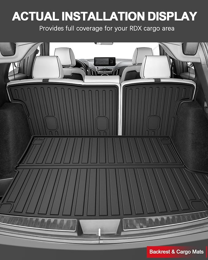 Floor Mats Fit for 2019-2026 Acura RDX - Custom Fit All Weather TPE Floor Liners Cargo Liner with Backrest Mats for RDX Accessories Full Set, Black