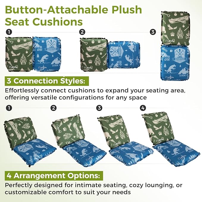 ATEPA Inflatable Seat Cushion, Compact Self-Inflating Seat Cushion for Stadium Airplane Air Travel Bleacher Camping, Blow Up Foam Seat Pad for Outdoor Sports Events Backpacking Hiking Sitting