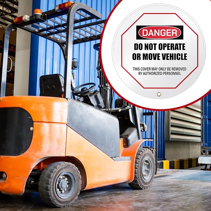 1 Pcs Steering Wheel Cover for Lockout Tagout - 16" Danger Do Not Operate Reinforced Vinyl for Trucks Pallet Jacks Forklifts