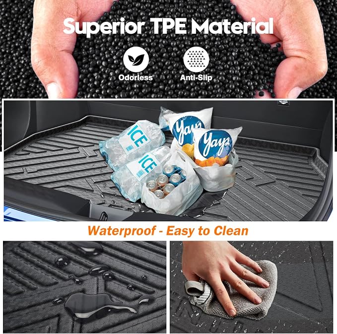 KUST Cargo Trunk Mat for 2018-2023 Toyota C-HR Accessories, Rear Cargo Liner All Weather Protection, TPE Rubber, Raised Edge