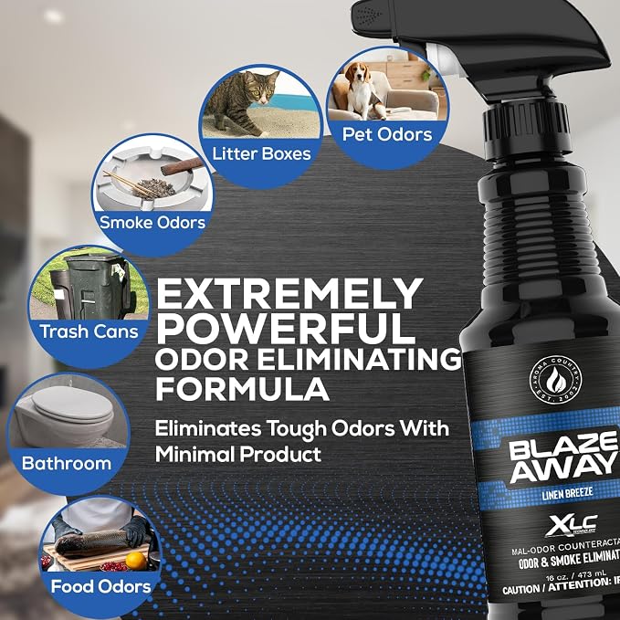 Blaze Away Commercial Air Freshener & Odor Eliminator for Strong Odor - Industrial-Grade Room Spray & Room Deodorizer for Home, Car, Smoke & Pet Odors - Long-Lasting Odor Absorber, Room Fresheners