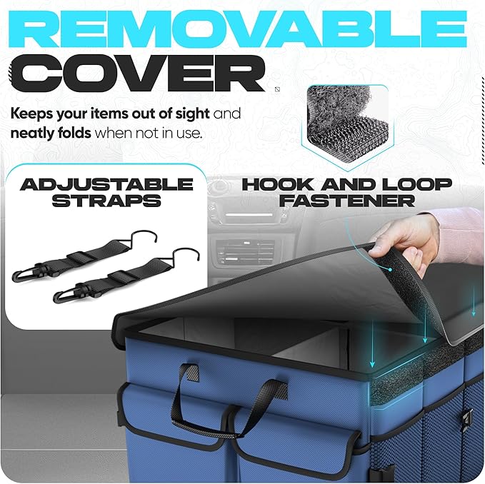 FORTEM Trunk Organizer For SUV Car Trunk Organizer, Foldable Storage, Car Accessories for Women Men, Collapsible Bag, 600D Oxford, Non Slip Bottom, Straps, Soft Cover (85L)