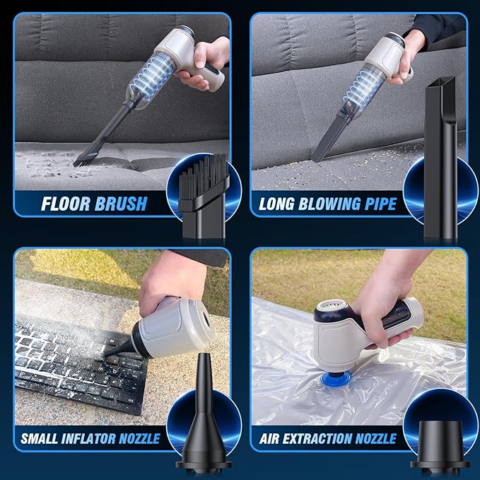 Handheld Car Vacuum Cleaner Cordless 15000Pa Wet/Dry 120W High Power with Complete Accessory Kit for Cars, Pet Hair, Home & Office Black
