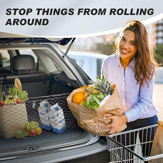 Karltys Envelope Style Cargo Net for 2021-2025 2026 Chevy Tahoe/Suburban/GMC Yukon Accessories, Adjustable Rear Trunk Cargo Net for Chevrolet Tahoe, Heavy Duty Elastic Netting Organizer for Yukon