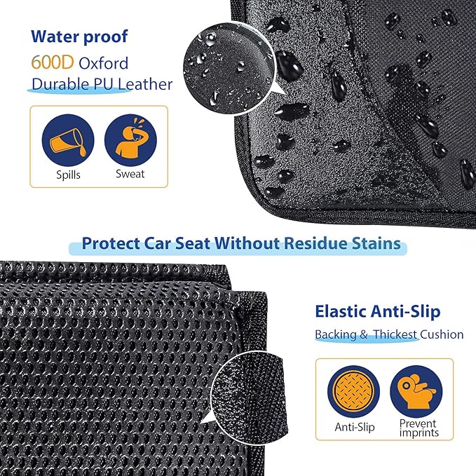 Gimars Car Seat Protectors, 2 Pack XL 5-Layer Thickest EPE Waterproof Protectors with 600D Fabric, Nonslip Backing, Storage Pockets for SUV, Sedan, Truck, Leather Seats (Gray)