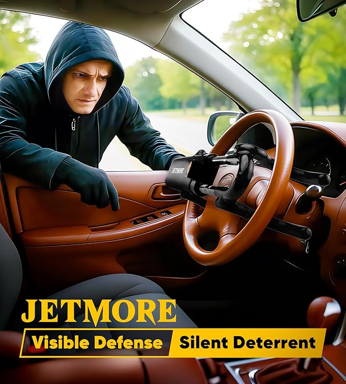 Car Steering Wheel Lock Anti-Theft Device, Car Lock Steering Wheel, Wheel Locks for Cars, Anti-Theft Car, Two-Hook, Reinforced Alloy Steel, Fit for Street & Overnight Parking, High-Risk Areas