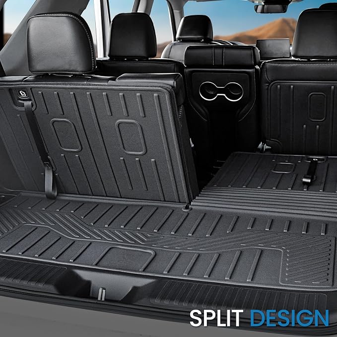 Cargo Mat for Honda Pilot 2026 2025 2024 2023, All Weather TPE Trunk Mat with Backrest Mat Left Storage Tray Mat Car Accessories for Pilot (Cargo Mat with Backrest Mats)