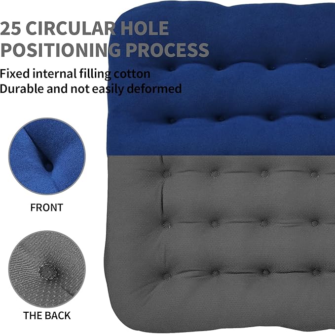 BUYUE Good Support Office Chair Cushion Padded, Soft Velvet Comfortable Non-Slip Seat Cushion for Computer Desk Kitchen Chair (1 Count, Blue)