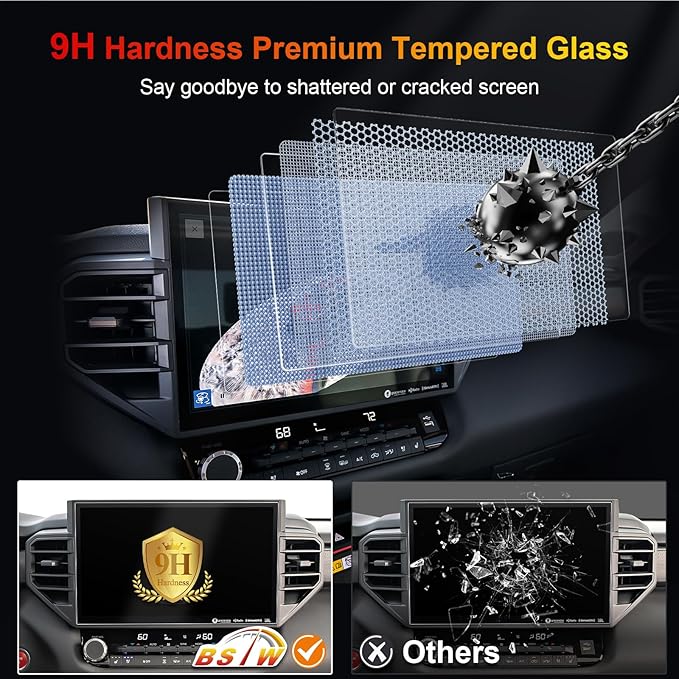 Tundra Screen Protector 2024 Matte for 2022-2026 Tundra/Sequoia 3rd Gen 14 inch Touchscreen for 2024 Toyota Tundra Accessories 9H Anti-Fingerprint & Glare Tempered Glass Film