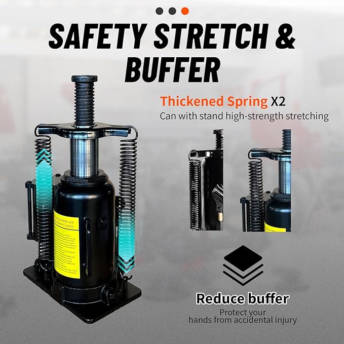20 Ton Low Profile Air Hydraulic Bottle Jack with Air-Powered or Manual Operation, One-Piece Hydraulic Cylinder Design, Air Bottle Jack with Independent Air Pump Body and Carry Handle