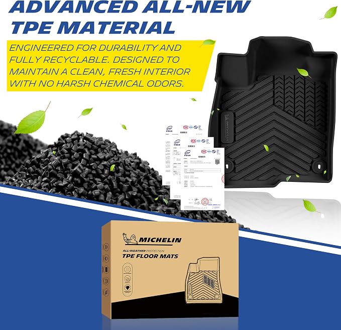 Michelin Vehicle Mats, Premier Series All-Weather TPE Custom Fit Liner for Honda HR-V LX/EX-L/Sport 2023-2026 & Acura ADX 2025-2026 Gasoline & Hybrid, without Premium Audio System, Floor Mats(4 Piece)