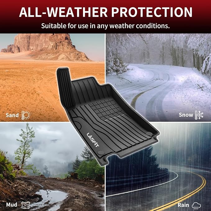 LASFIT Floor Mats for Mercedes Benz GLB 250/35 AMG (Fit 5 Seats) 2026 2025 2024 2023 2022 2021 2020, All Weather TPE Custom Fit Floor Liners for GLB250 & GLB35 AMG 1st & 2nd Row Car Mats, Black