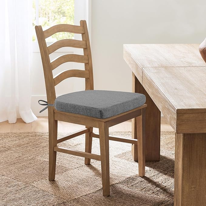 Chair Cushions for Dining Chairs, Non Slip Chair Pads with Ties and Washable Covers, Memory Foam Kitchen Chair Cushions Set of 4, 16"X16"X2.5", Dark Gray