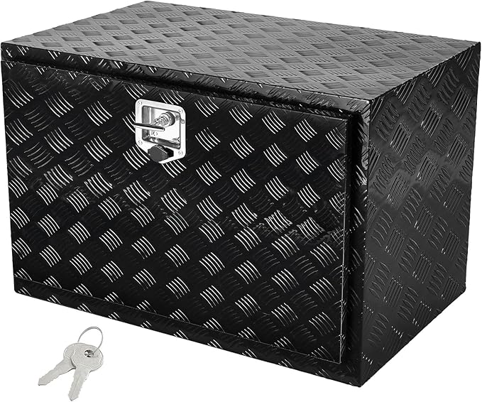 VEVOR Underbody Truck Box, 36" x 24" x 24" Pickup Storage Box, Heavy Duty Aluminum Diamond Plate Tool Box with Lock and Keys, Waterproof Trailer Storage Box with T-Handle Latch for Truck, Van, Trailer