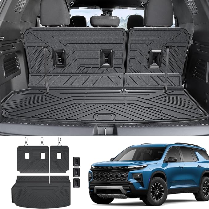 Cargo Mat Backrest Mats for 2024-2026 Chevy Traverse & 2024-2026 GMC Acadia & 2025 2026 Buick Enclave, Fit Both 7 & 8 Seats, All Weather TPE Cargo Liner Trunk Mat Car Accessories