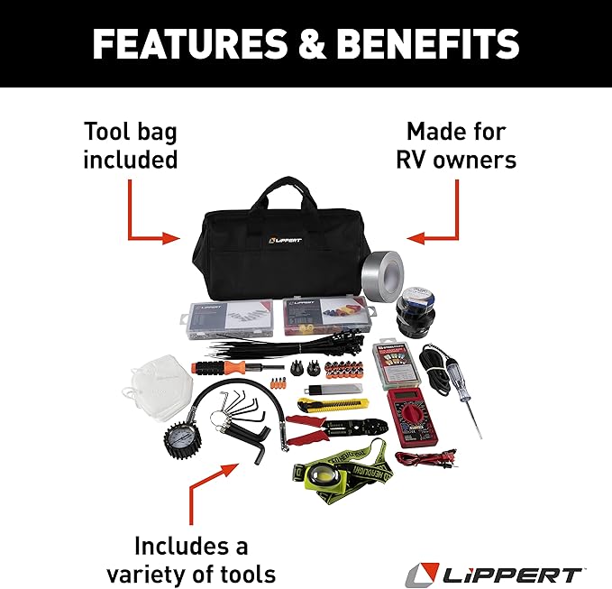 Lippert 15-Piece RV Tool Kit for Maintenance on Motorhomes, 5th Wheel Campers and Travel Trailers 2022000853