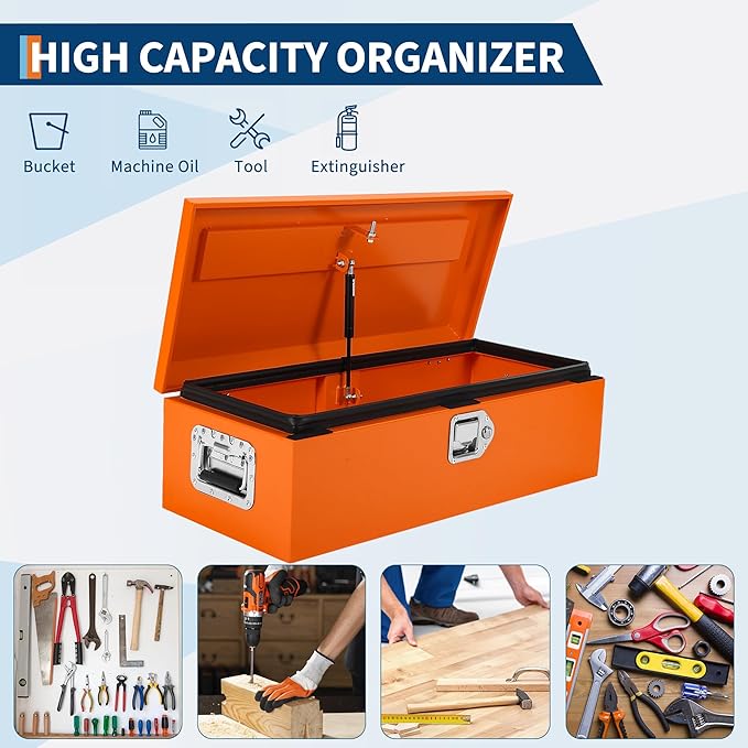 39 Inch Heavy Duty Steel Truck Bed Tool Box Truck Car Outdoor Trailer Pickup Toolbox, RV Storage Organizer w/Lock & Keys