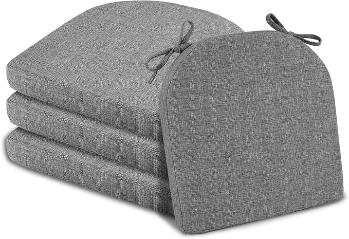 Basic Beyond Chair Cushions for Dining Chairs 4 Pack, Kitchen Chair Cushions with Ties and Non Slip Backing, 16 x 16 inches Chair Pads for Dining Chairs (Dark Grey)