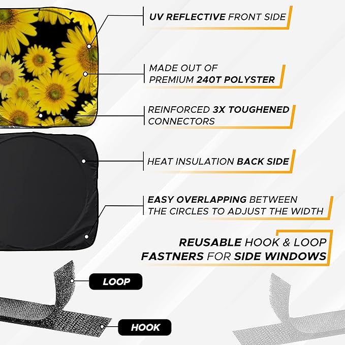 EcoNour Semi Truck Printed Sun Shade for Windshield | UV Sun Protector & Heat Blocker Sunshade | 240T Front Window Shades Accessories | Best for Commercial & Big Rig Semi Truck