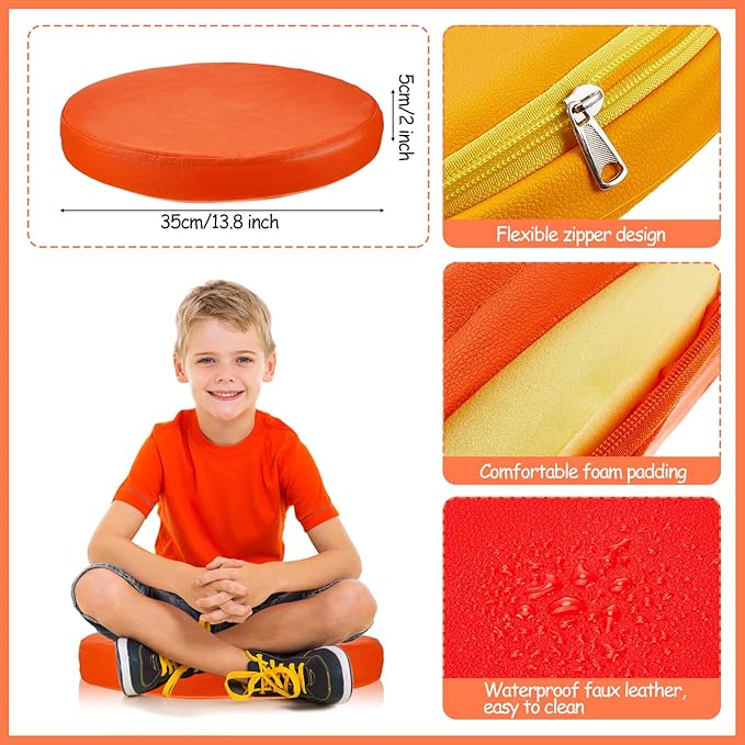Juexica 8 Pcs Extra Thick Flexible Seating Floor Cushion Assorted Colored Floor Pillow Classroom Seat Cushion Soft Classroom Seating for Kid Learning (Classic Color,13.8 x 13.8 x 2 Inch,Round)
