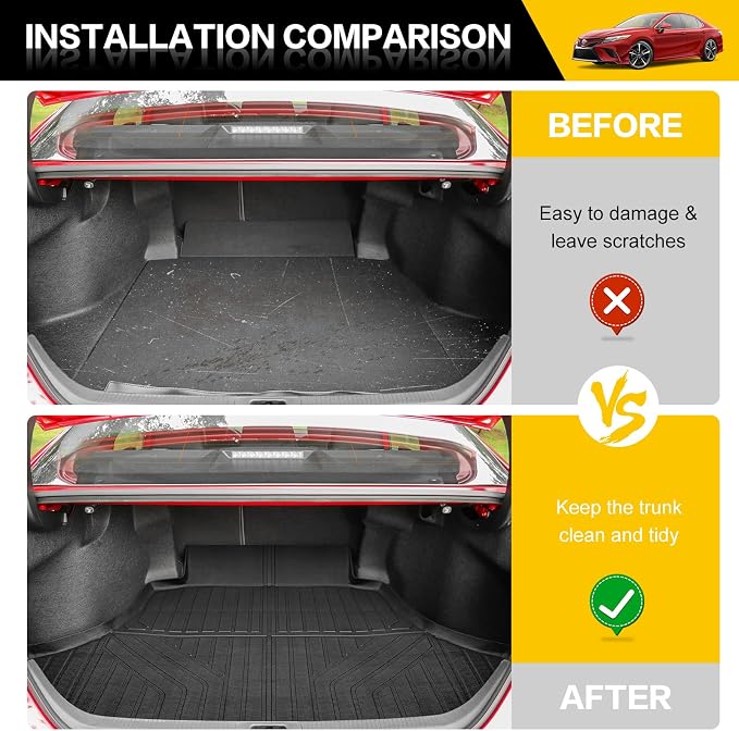 Trunk Mat for 2018-2025 Toyota Camry & 2019-2022 Toyota Avalon Rear Cargo Mat All Weather Protector Trunk Liner for 18-25 Camry Hybrid/L/LE/SE/TRD/XLE/XSE &19-22 Avalon Accessories