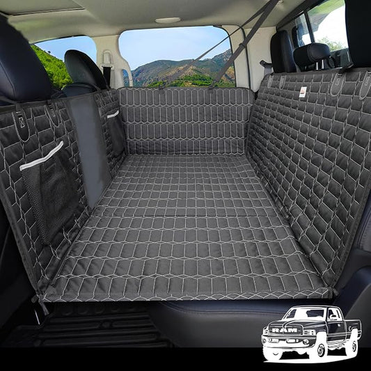 Reliadura Back Seat Extender for Dogs Truck, Large Hard Bottom Car Seat Cover for Dogs, Waterproof Dog Hammock for Full Size Truck for Ford F-Series/RAM 1500/Silverado/Sierra