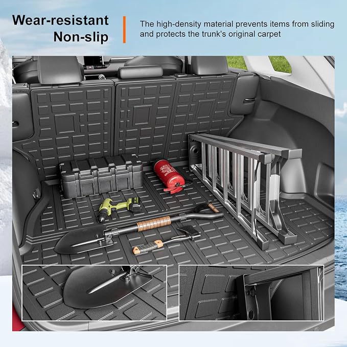 powoq Cargo Mat Compatible with 2019-2025 Toyota RAV4 Backrest Mat Cargo Liner Trunk Mat Back Seat Protector Replacement for 2019-2024 2025 Toyota RAV4 Accessories (Trunk Mat+Backrest Mats)