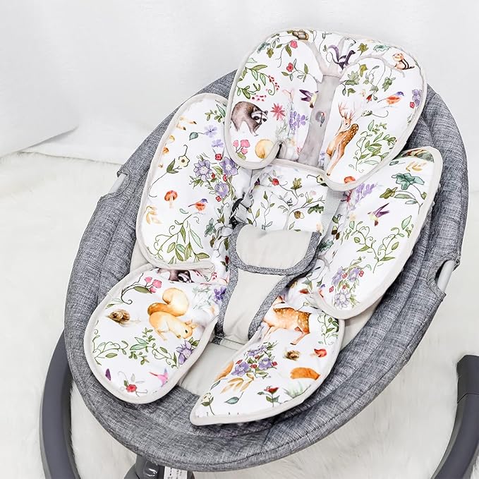 Reversible Infant Car Seat Insert, 2 in 1 Gray Car Seat Head Support Baby Boys Girls, Soft Newborn Carseat Insert Cushion, Perfect for Carseats, Strollers, Swings (Animals)