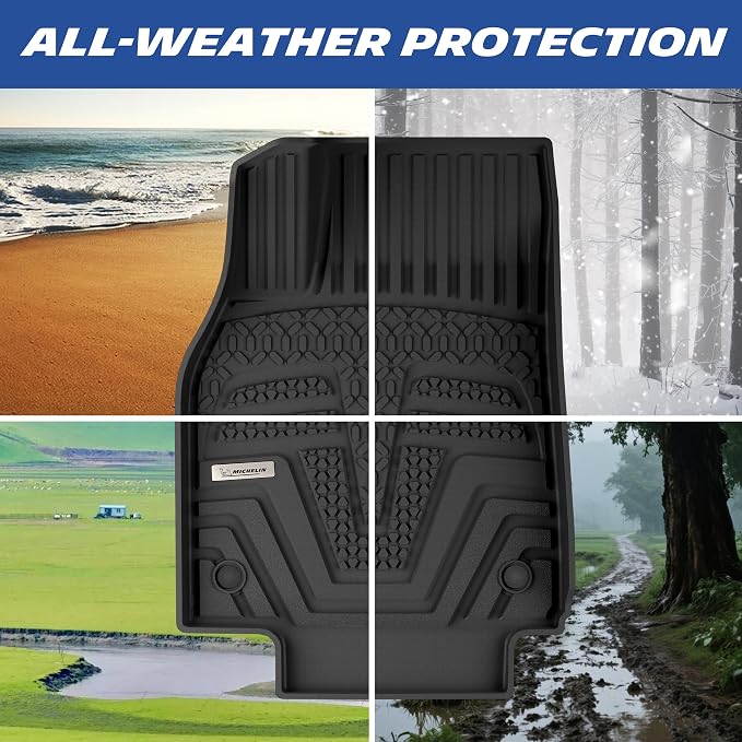 Michelin Vehicle Mat, All-Weather TPE Custom Fit Liner for Tesla Model Y 5 Seat Floor Mats 2025-2027 (6 Piece), Elite