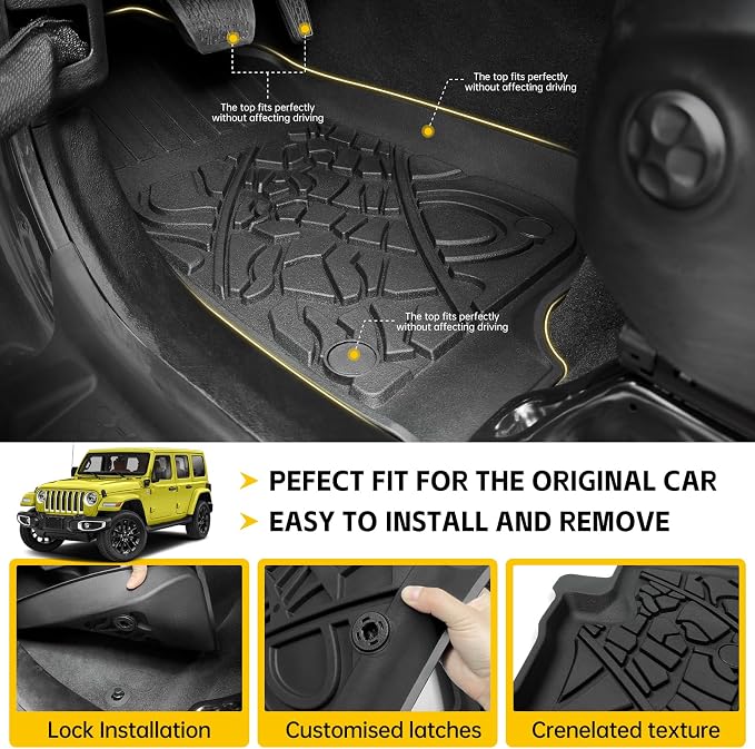 Cargo Mats for 2021-2024 2025 Jeep Wrangler JL 4XE Only,Floor Liners with Trunk Mat Backrest Mat All Weather TPE Protector Rear Floor Trunk Liners for 21-25 Wrangler JL 4XE 4 Door Accessories