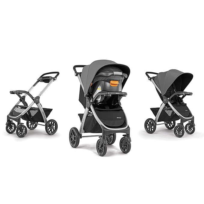 Chicco Bravo 3-in-1 Trio Travel System, Bravo Quick-Fold Stroller with KeyFit 30 Infant Car Seat and Base, Brooklyn/Navy