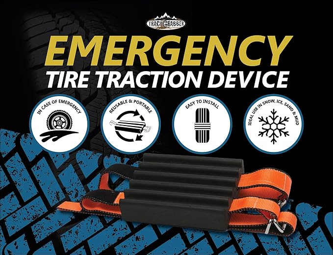 TRACGRABBER Tire Traction Device for Heavy Duty Commercial Vehicles, Set of 2 - Made in the USA, Easy to Install, Get Unstuck Fast from Snow, Mud & Sand - A Snow Traction Mat or Snow Chain Alternative