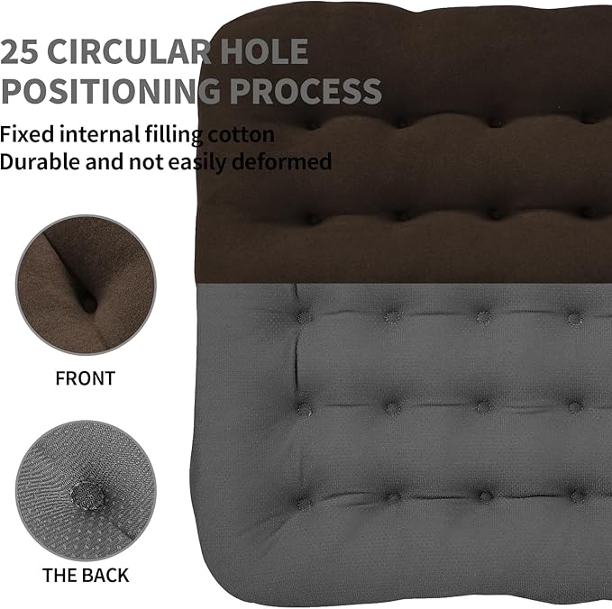 BUYUE Good Support Office Chair Cushion Padded, Soft Velvet Comfortable Non-Slip Seat Cushion for Computer Desk Kitchen Chair (1 Count, Brown)