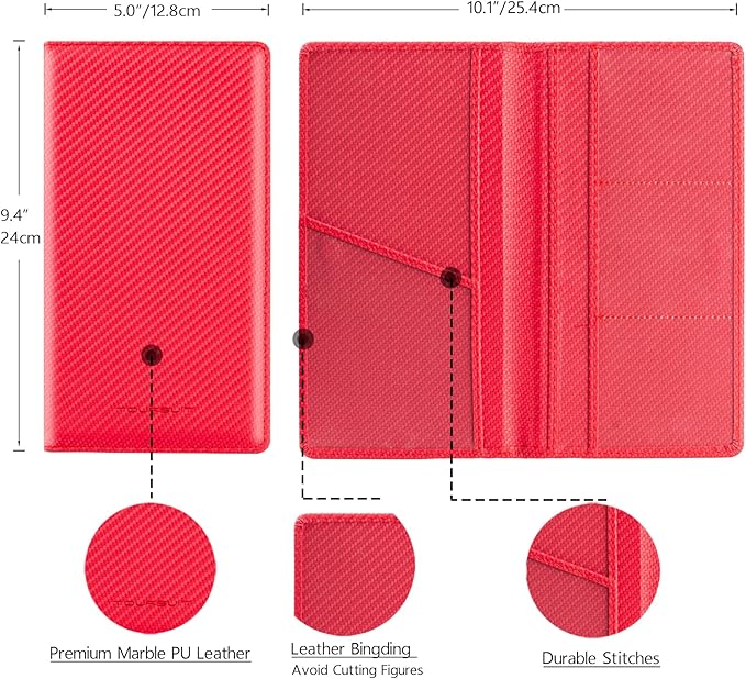 TOURSUIT Car Registration and Insurance Card Holder, Vehicle License Document Glove Box Compartment Organizer, Interior Car Accessories for Women Men Teens (Carbon Red)