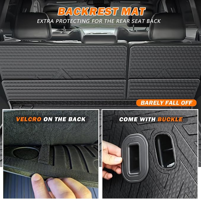 KUST Trunk Cargo Mat for Jeep Grand Cherokee 2011-2021, TPE Rubber Trunk Liner with Backrest Mat for Grand Cherokee Accessories All Weather Back Seat Protector Rear Cargo Liner Raised Edge