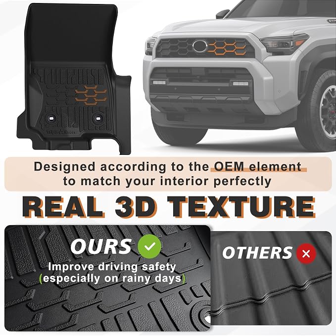 TripleAliners Fit for Toyota 2025 2026 4Runner Accessories Floor Mats All Weather Liners Custom Fit TPE Heavy-Duty 1st&2nd Row Waterproof Anti-Slip Floor Liners (Only for 5 Seats) Not for Hybrid Model