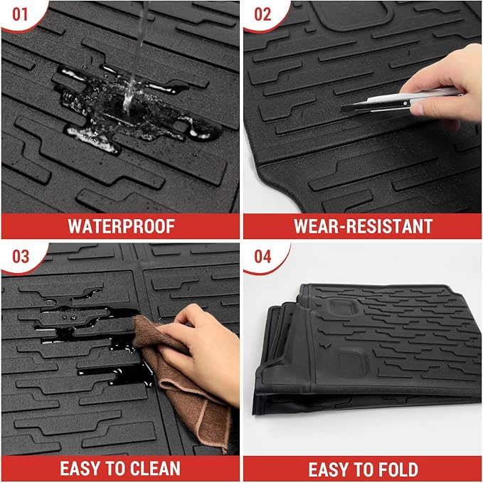 Cargo Mat with Seat Back Cover Fit for 2021-2025 Jeep Wrangler JL 4 Door Unlimited 4XE, Cargo Liner Durable TPE Trunk Mat for 2024 Jeep Wrangler JL/JLU Accessories(Cargo Mat+ Backrest Mats)