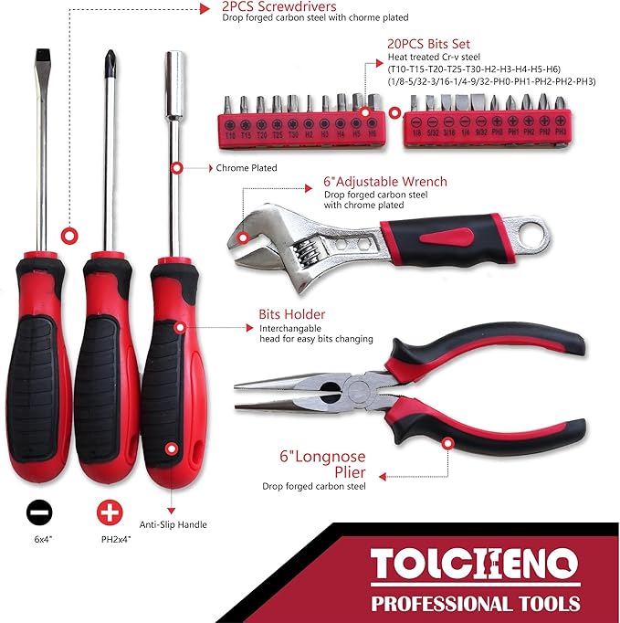 Basic Tool Kit - Tool kit for Home,Apartement,Dorm and Office.Starter Household Tool Set for Beginner,Women,New College for Home Repair,Daily Maintenance or DIY (155pcs-1new)