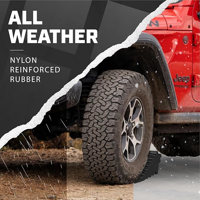 Wheel Chocks for Cars, RVs, Trucks, Trailers, and Vehicles G.V.W. up to 4T, 2 Pack - Anti Slip Bottom Tire Chock for All Weather Use - RV, Travel Trailer, Pop Up Camper Accessory