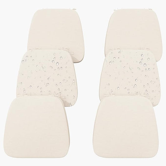 17'' x 16'' x 2.5"Thick Chair Cushions for Dining Chairs, 6 Pack WaterProof Easy Clean Kitchen Chair Pads with Ties and Non-Slip Backing - 30D High Elastic Foam Soft Kitchen Chair Cushions