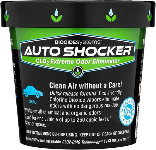 Biocide Systems Auto Shocker Strong Car Odor Eliminator, Eco-Friendly Chlorine Dioxide Odor Bomb for Vehicle Interior Up to 250 Cubic Feet