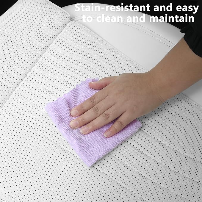 Car Seat Extender Leg Extender Support Cushion for Driver Seats Office Chair, Leather Auto Bottom Seat Protector Cover with Leg Extender, Car Seat Cushion Legs Rest Pads, White