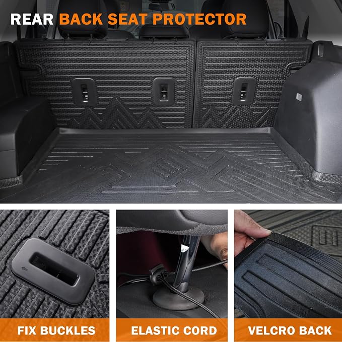 KUST Cargo Trunk Liner for Jeep Grand Cherokee 5 Seats 2022-2026 (Include 4XE, Not for WK & L), Rear Cargo Mat with Back Seat Protector for Grand Cherokee Accessories Cover TPE Rubber Raised Edge