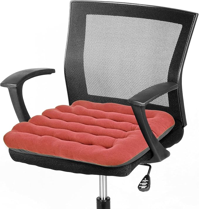 BUYUE Good Support Office Chair Cushion Padded, Soft Velvet Comfortable Non-Slip Seat Cushion for Computer Desk Kitchen Chair (1 Count, Rose)