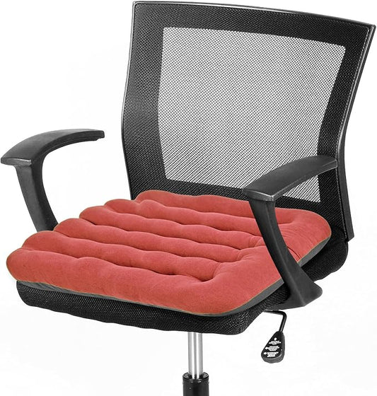 BUYUE Good Support Office Chair Cushion Padded, Soft Velvet Comfortable Non-Slip Seat Cushion for Computer Desk Kitchen Chair (1 Count, Rose)