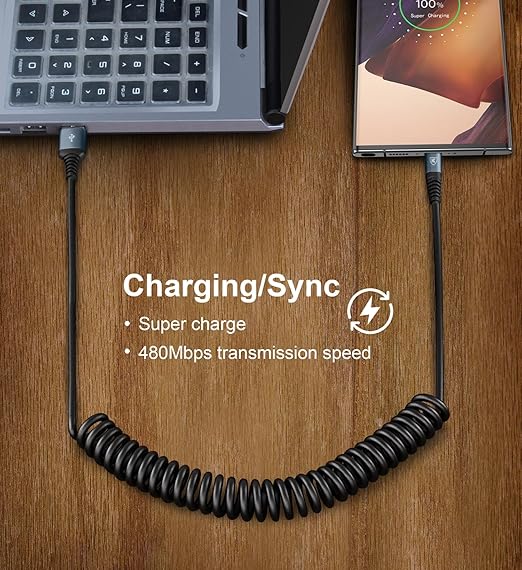 USB Type C Charger Cable Fast Charging, [2-Pack, 3ft] Coiled USB A to Type C Charger Cord for Car USB-C Cable Compatible with iPhone 17/16/15/Plus/Pro/Pro Max/Samsung Galaxy A10e A20 A50 S20 S10E
