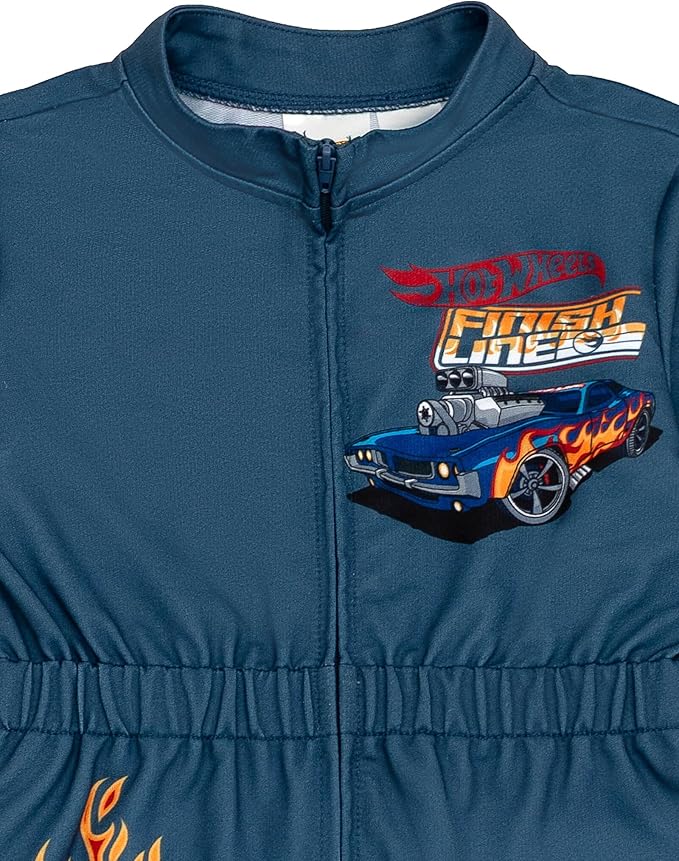 Hot Wheels French Terry Racing Zip Up Coverall Toddler to Big Kid Sizes (2T - 10-12)
