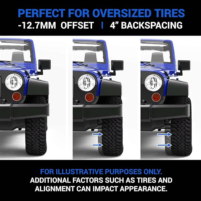 TACTIK Circle 8 Classic 15 Inch Steel Wheel, Black - 15x8, 5x4.5 / 5x114.3 Bolt Pattern (-12.7mm Offset), 4" Backspace - Fits Jeep 1984-2006 Wrangler Wagoneer Comanche Grand Cherokee TJ YJ MJ ZJ XJ LJ