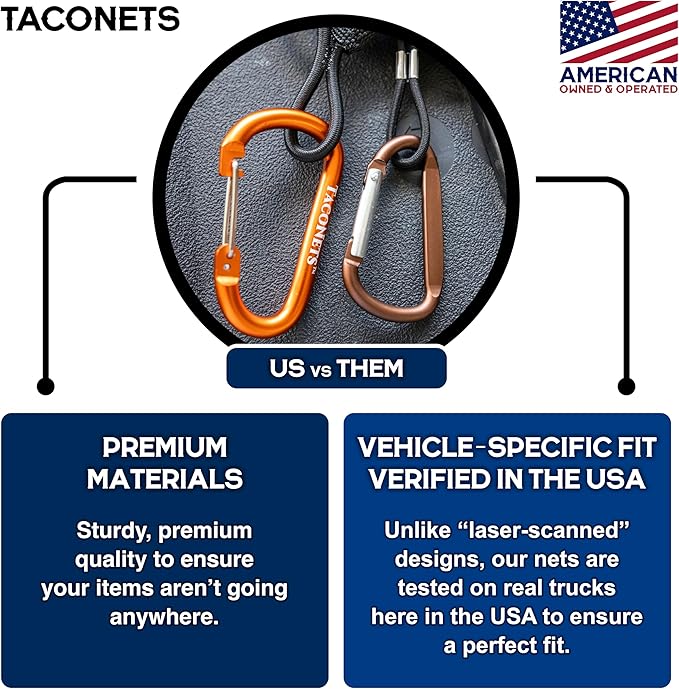 Envelope Cargo Net for GMC Sierra & Chevy Silverado - Fits 2013-Current - Upgraded 5mm Bungee - Integrated Storage Bag - Heavy Duty Carabiners - Designed in USA